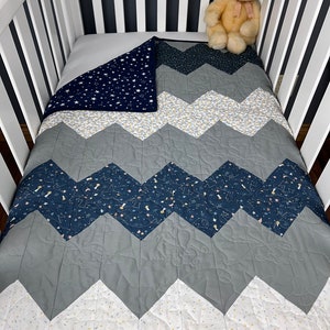 Orion Baby Boy Chevron Quilt Kit from QuiltieSisterS. Everything is pre-cut, ready for you to sew image 2