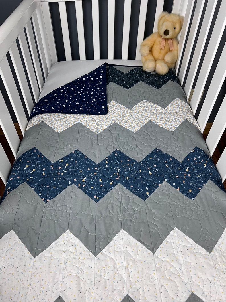 Orion Baby Boy Chevron Quilt Kit from QuiltieSisterS. Everything is pre-cut, ready for you to sew image 2