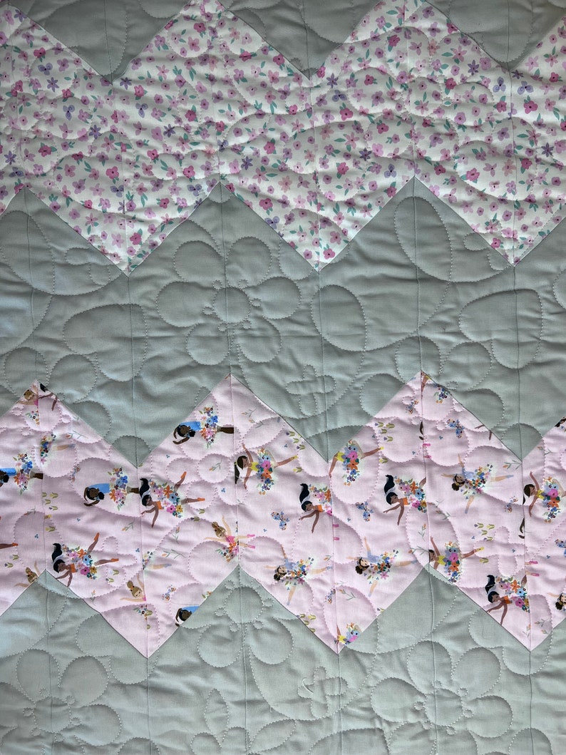 Pink Baby Girl Quilt Kit from QuiltieSisterS. Tiny Dancer quilt kit, everything is pre-cut, ready for you to sew image 3