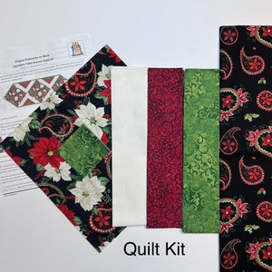 Kits de courtepointe de Noël, chemin de table poinsettia, kits de courtepointe prédécoupés pour débutants, kits de courtepointe chemin de table de Noël de QuiltieSisterS image 6