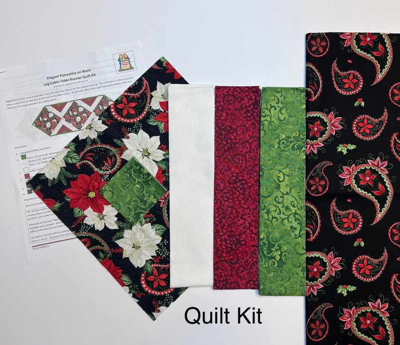 Christmas Quilt Kits, Poinsettia Table Runner, Pre cut quilt kits for beginners, Christmas Table Runner Quilt Kits from QuiltieSisterS image 6