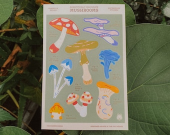 Scientifically Inaccurate Mushrooms Waterproof Sticker Sheet