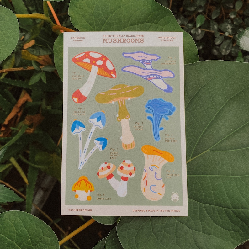 Scientifically Inaccurate Mushrooms Waterproof Sticker Sheet image 1