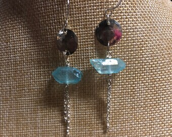 blue quartz earring, sterling earring, crystal earrings, womens jewelry, accessories