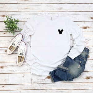 Cute Disney Mickey Mouse Ear Pocket Unisex Jersey Long Sleeve T-shirt
