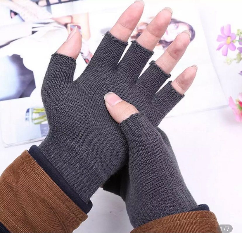 Amazon.com: Winter Half Finger Gloves Knitted Fingerless