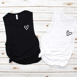 Sketch Heart Pocket Workout Gym Yoga Tanktop Dames Muscle Tank
