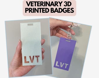 Customizable 3D Printed Veterinary Badge Buddy, Vet Med, Nurse, Healthcare ID Holder