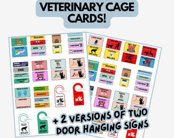 Veterinary Cage Card & Kennel Sign Bundle | 36 Printable Digital Signs | Vet Clinic Download | Animal Hospital Supplies