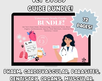 Vet Study Guide Bundle, Canine Feline Anatomy, Pharmacology (Digital Download)