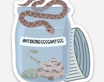 Antidepressant Snakes in Jar Sticker, Vet Tech Humor