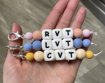 Personalized Silicone Beaded Keychain, Custom Name or Job Title
