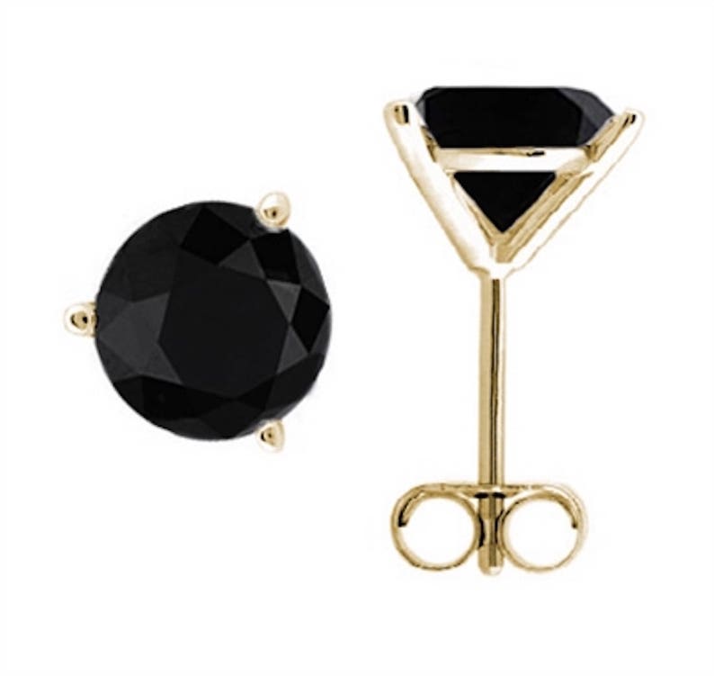 0.50 CTW Round Black Diamond Martini Stud Earrings In 14K Gold Everyday earring Gifts for women