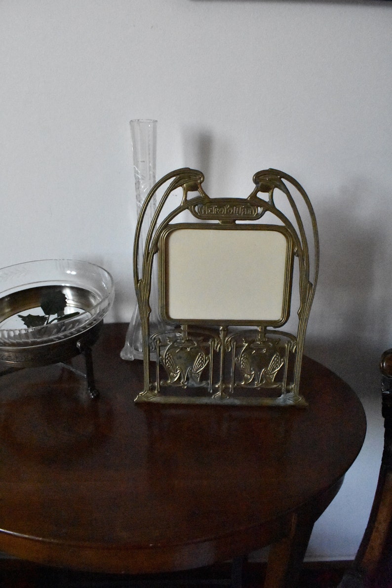 Picture frame, antique, brass, large size, standing, Art Nouvea Picture frame, antique, brass, large size, standing, Art Nouvea
