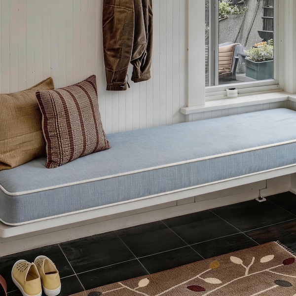 Custom Bench Cushion | Thick Floor Cushion | Playroom Seating Pad | Kids Reading Nook | 3.15 Inch Thick | Washable cushion cover