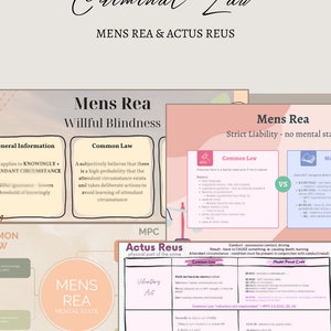 2024 1L Derecho penal Visual Actus Reus y Mens Rea Esquema, preparación para el examen, revisión esencial
