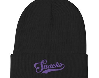 Purple Script Embroidered Beanie