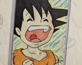 Arte de post-it de Goku niño estilo Ghibli dibujado por humanos