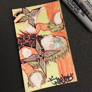 World of Warcraft Felhound post it note drawing