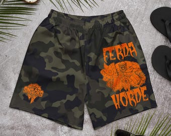 Ferda Horde Hunter Orange Orc Camo Gym Shorts