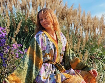 Soleil petit floral Khadi/Silk kimono short haori style bohemian