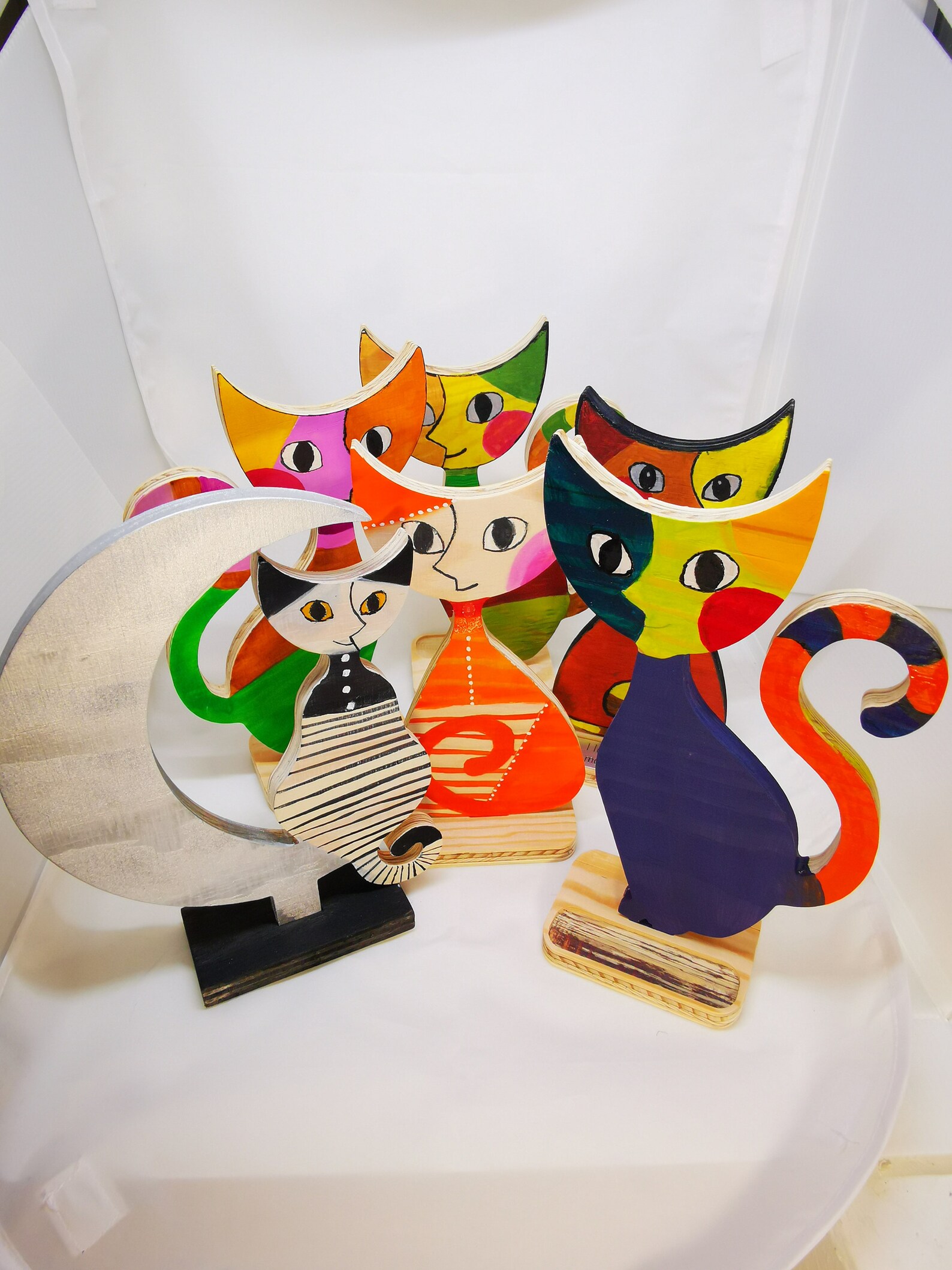 Painting KIT for Adults Set of 5 Cat Figurine Wood Paint Etsy