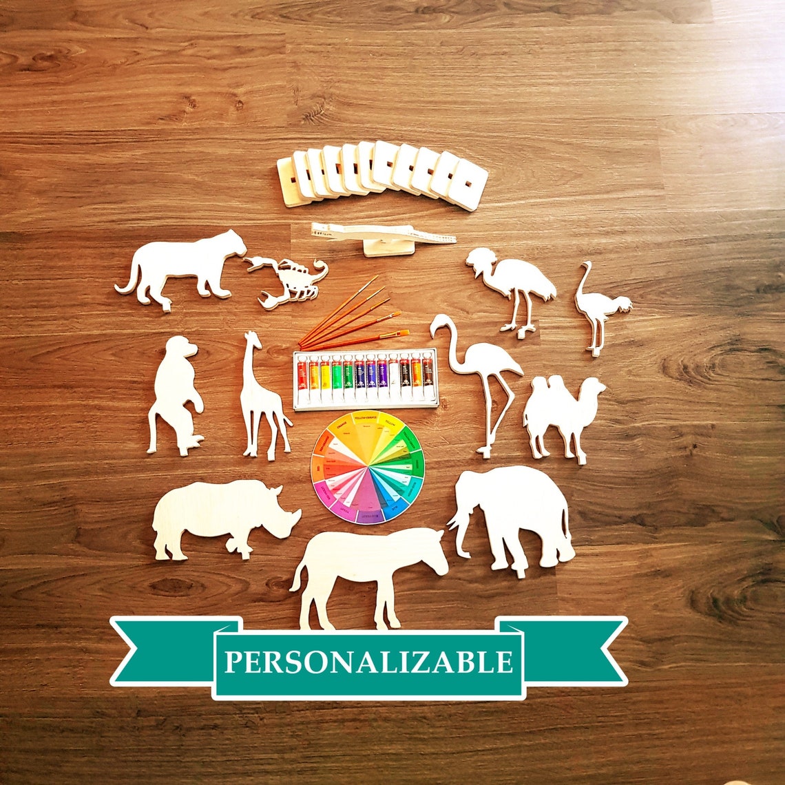 12 Wood Animal Painting KIT for Adults Adult Paint kit Wood Etsy