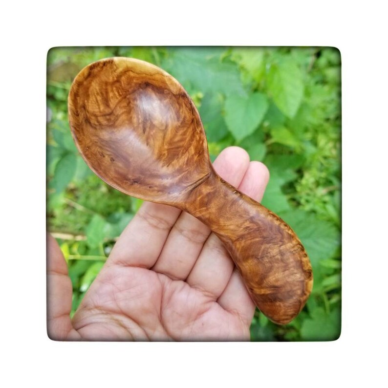 Tea Scoop Wooden Spoon Unique Housewarming Brown Mallee Left Hand Coffee Scoop Handmade Spoon Kitchen Decor Farmhouse Decor