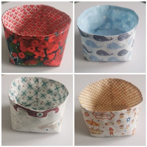 reversible fabric basket, storage basket, washable wipes basket, empty pocket