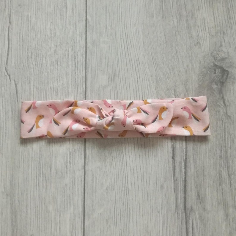Bandeau à Nouer Pour Bébé - Fait Main En France - Rose Fleuri - Taille 0-3 Mois