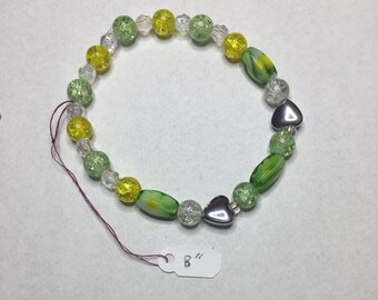 Green and Yellow Handmade Beaded Bracelet