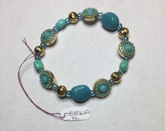 Gorgeous Turquoise and Gold Beaded Bracelet