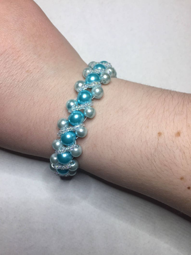 Beautiful Shades of Blue Beaded Bracelet image 1