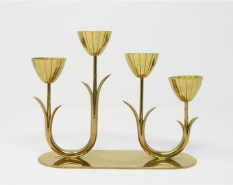 Brass Candle Holder by Ystad Metall Sweden designed by Gunnar Ander
