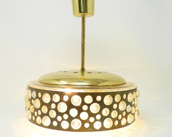 Vintage glass and brass ceiling lamp by Rupert Nikoll Vienna 60s