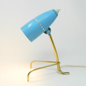 Light blue wall- or table lamp by Rupert Nikoll Vienna from the 50ts