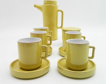 Juego de moka de cerámica Hagenauer Vienna “amarillo” de Hans Loos de la década de 1950