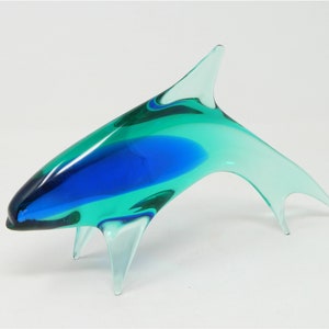 Blue green glass Orka by Miloslav Janku for Zelezny Brod ZBS Czech Republic 70s