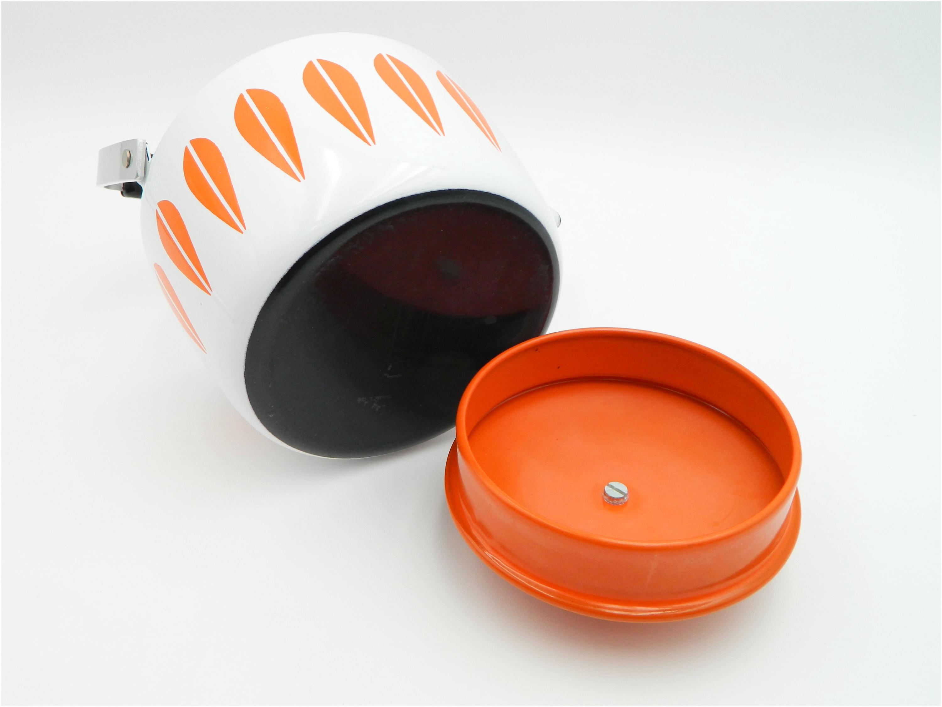 Cathrineholm ホワイト - オレンジ ロータス ケトル 蓋付き グレーテ