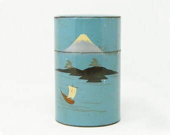 vintage tea tin from Japan with Mt. Fuji motif - Fuji Chazutsu