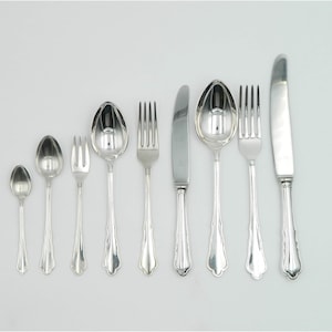 Berndorf Austria 57 pcs cutlery for 6 persons Model Menuett 9500 in silver plated version a deck with 9 parts