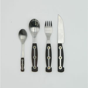 Stainless steel/teak cutlery set for 6 people by Amboss Austria Design from the 1950s