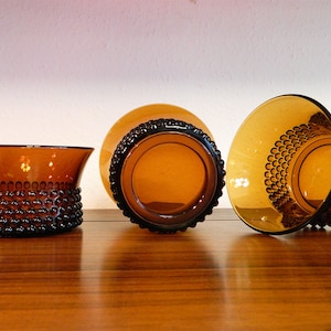 3 Arabia / Nuutajärvi Finland – dark brown Nyppyla bowls Design Saara Hopeabrown Nyppyla bowls