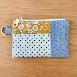 Mini billetera de patchwork, monedero con cremallera, billetera para tarjetas de crédito, bolsa de tela Liberty, bolso con cremallera de patchwork, billetera floral, regalo para mujeres