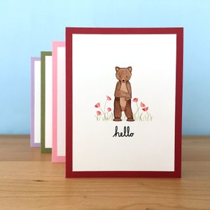 Woodland Grußkarten-Set, Hasenbriefpapier, süßes Briefpapier, buntes Set, Aquarell Bären Illustration, kariert für alle Gelegenheiten