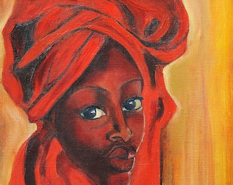 African Woman Oil Painting African Girl African Art Painting African American Art African Canvas African Artwork African Wall Art Portrait