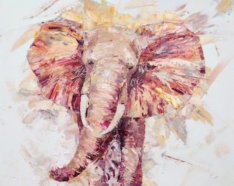 Original Oil Painting Colorful Artwork Abstract Elephant Art On canvas Animal Art Home Decor Large Modern Textured Painting Palette Knife
