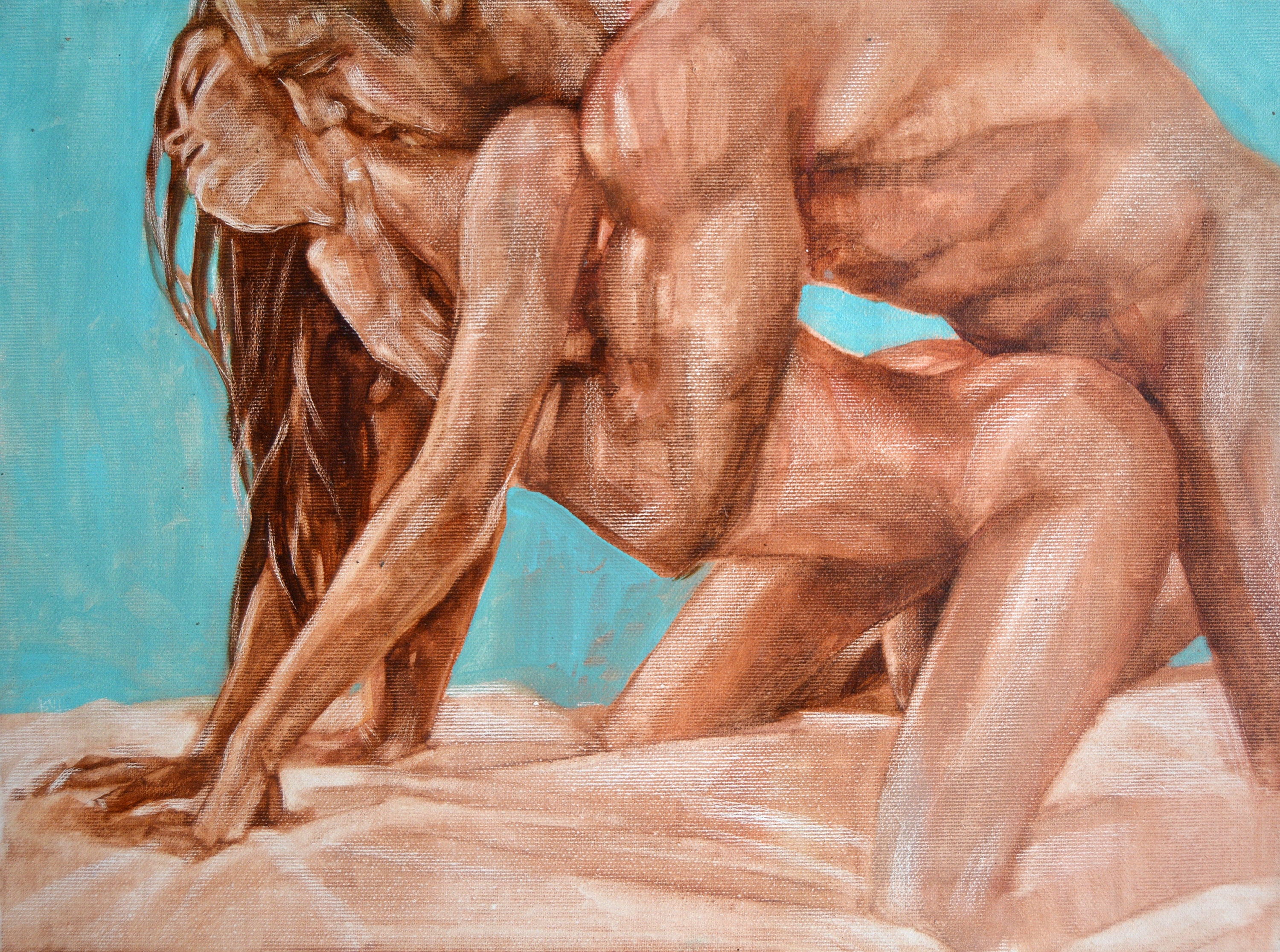 Erotic Art Original Art Sex Art Painting Nude Couple Modern