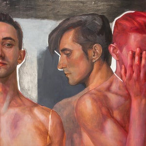 Gay Man Art Extra Large Original Oil Painting Modern Art Male Body Gay Pride Art Sensual Love Art Gift For Him Male Portrait Figurative Art