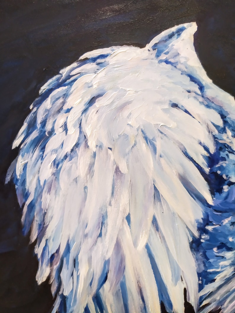 White Angel Wings Original Oil Painting on Canvas Angel Wing Decor Wall ...